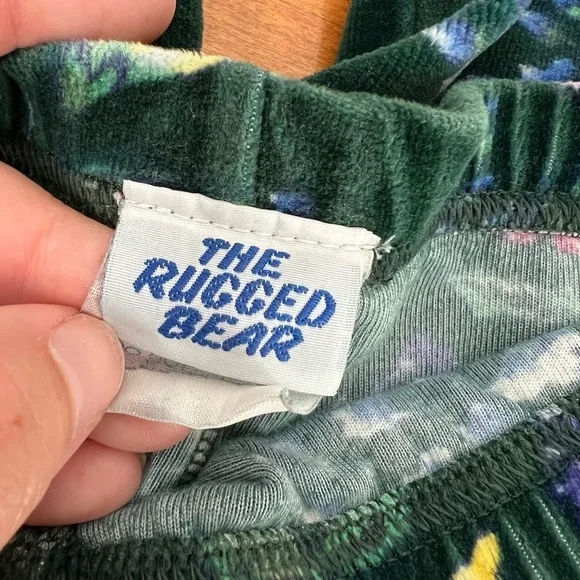 Vintage Floral Velour Leggings Pants The Rugged Bear Green Girls Size 4 - Picture 4 of 5